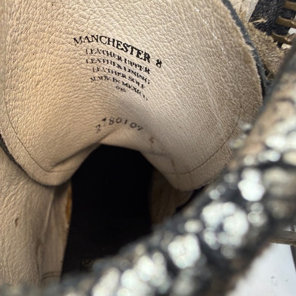 Freebird Manchester Combat Boots Women Size 8 distressed metallic Leather Silver - Picture 12 of 12